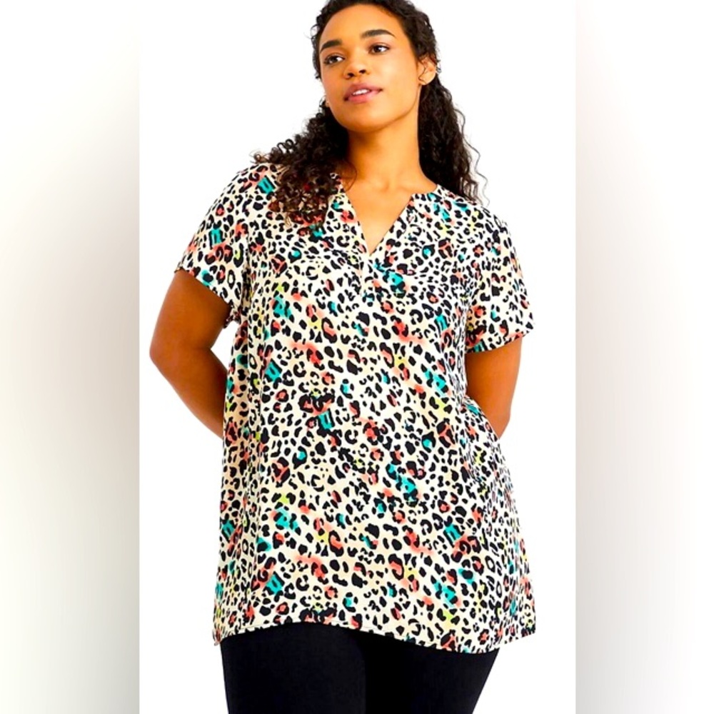 Torrid Watercolor Leopard Georgette Hi-Lo Tunic